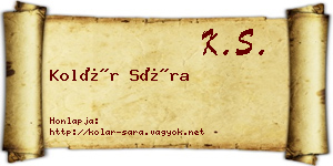 Kolár Sára névjegykártya